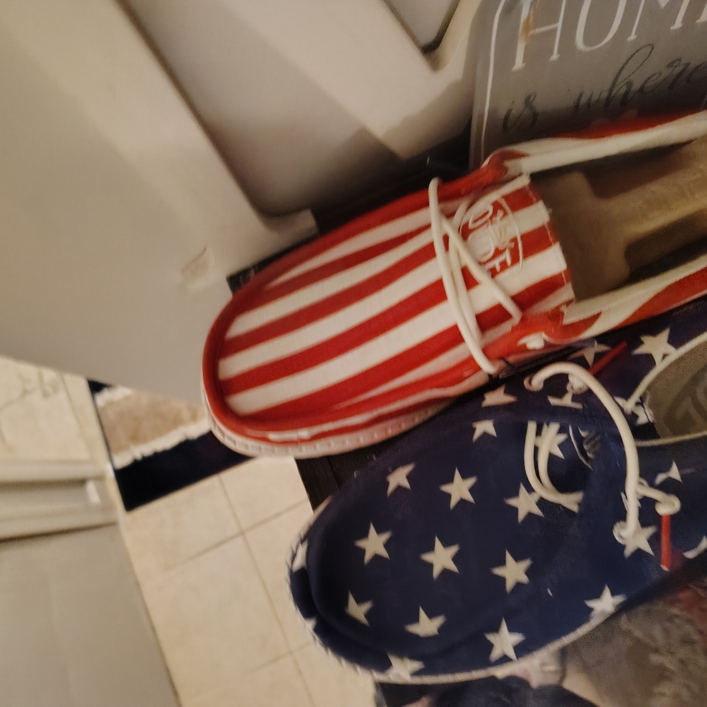 Hey Dude Women's Moccasins - Red and Blue Stars and Stripes
